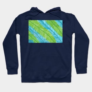 Blue and Green Palm Leaves Pattern Hoodie